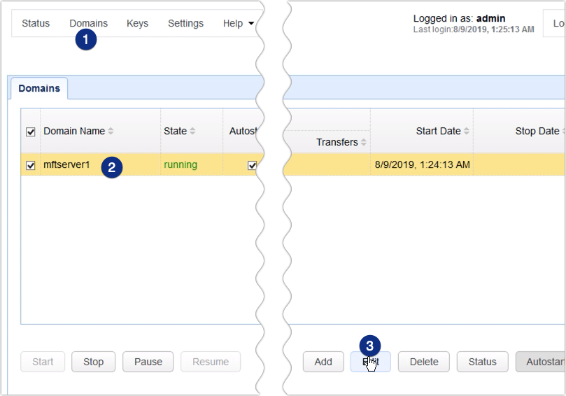 domains in mft server